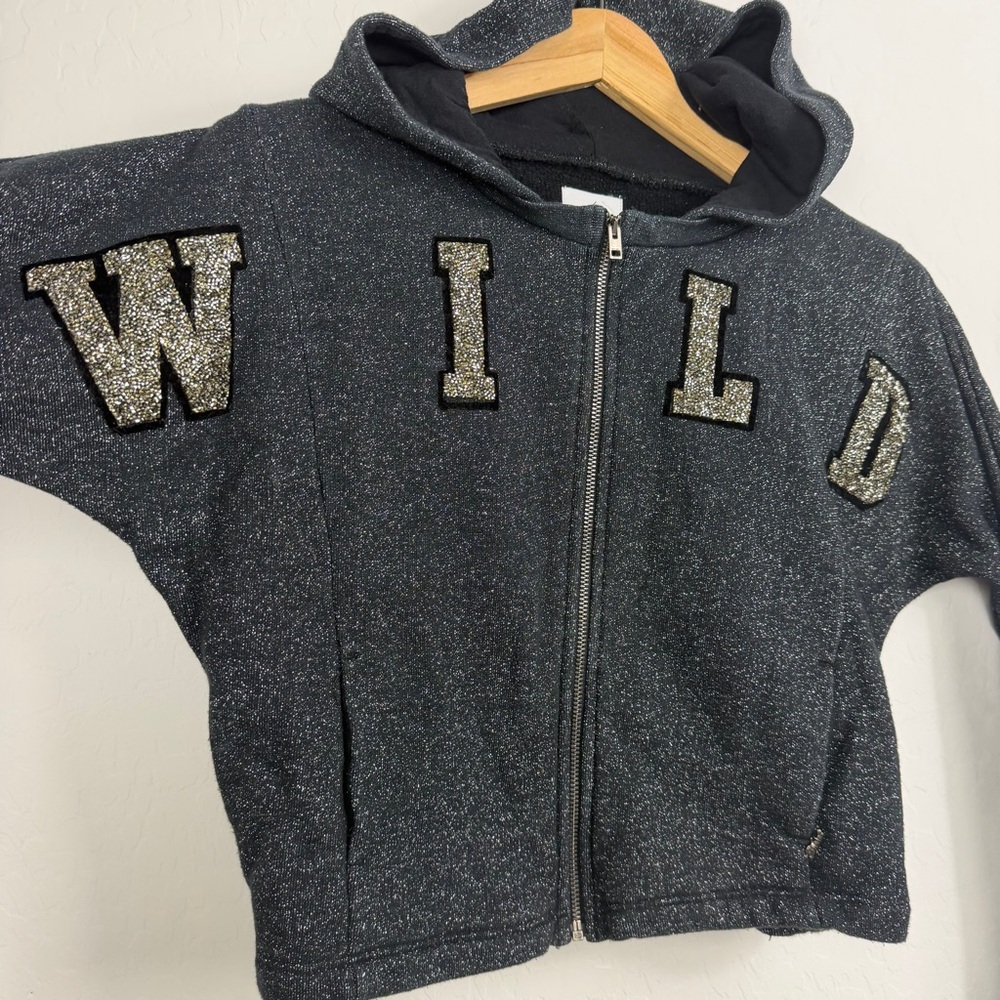 Diesel Kids Girls Full Zip‎ Hoodie Rhinestone Sweatshirt Hoodies Size 10 Black